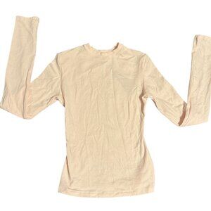 NWT  SKIMS Cotton Jersey Long Sleeve Womans T Shirt Barely Pink Size 6